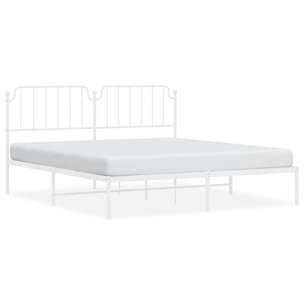 Sengeramme i metall med hodegavl hvit 183x213 cm