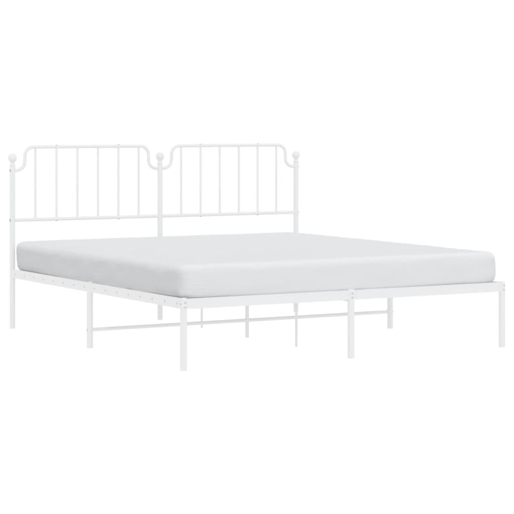 Sengeramme i metall med hodegavl hvit 183x213 cm