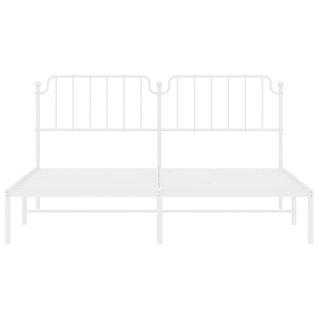 Sengeramme i metall med hodegavl hvit 183x213 cm