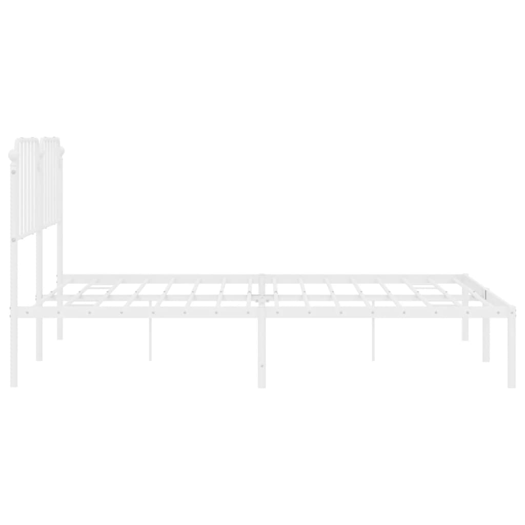 Sengeramme i metall med hodegavl hvit 183x213 cm