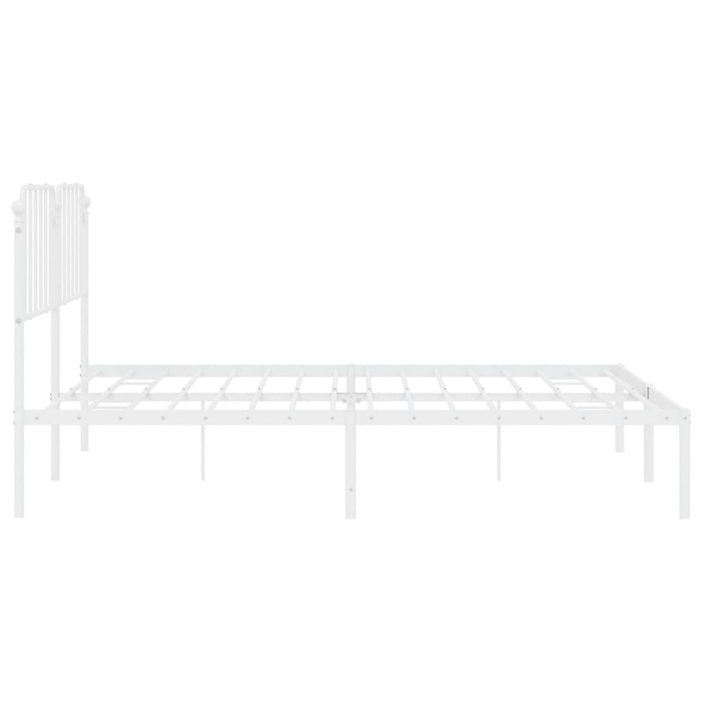 Sengeramme i metall med sengegavl hvit 200x200 cm