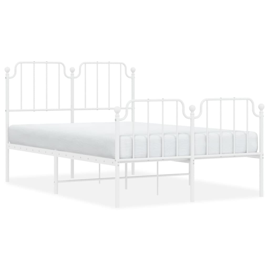 Sengeramme i metall med hode- og fotgavl hvit 120x200 cm