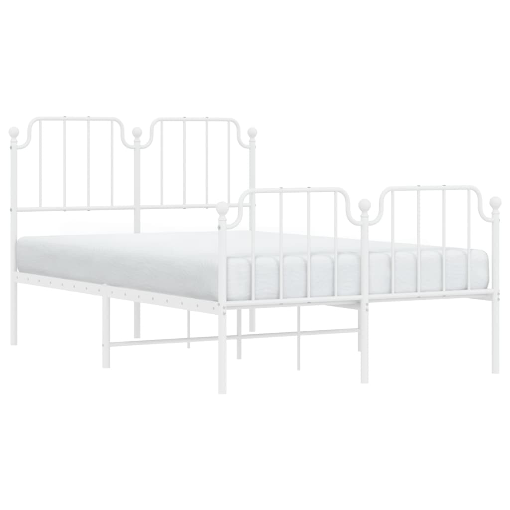 Sengeramme i metall med hode- og fotgavl hvit 120x200 cm