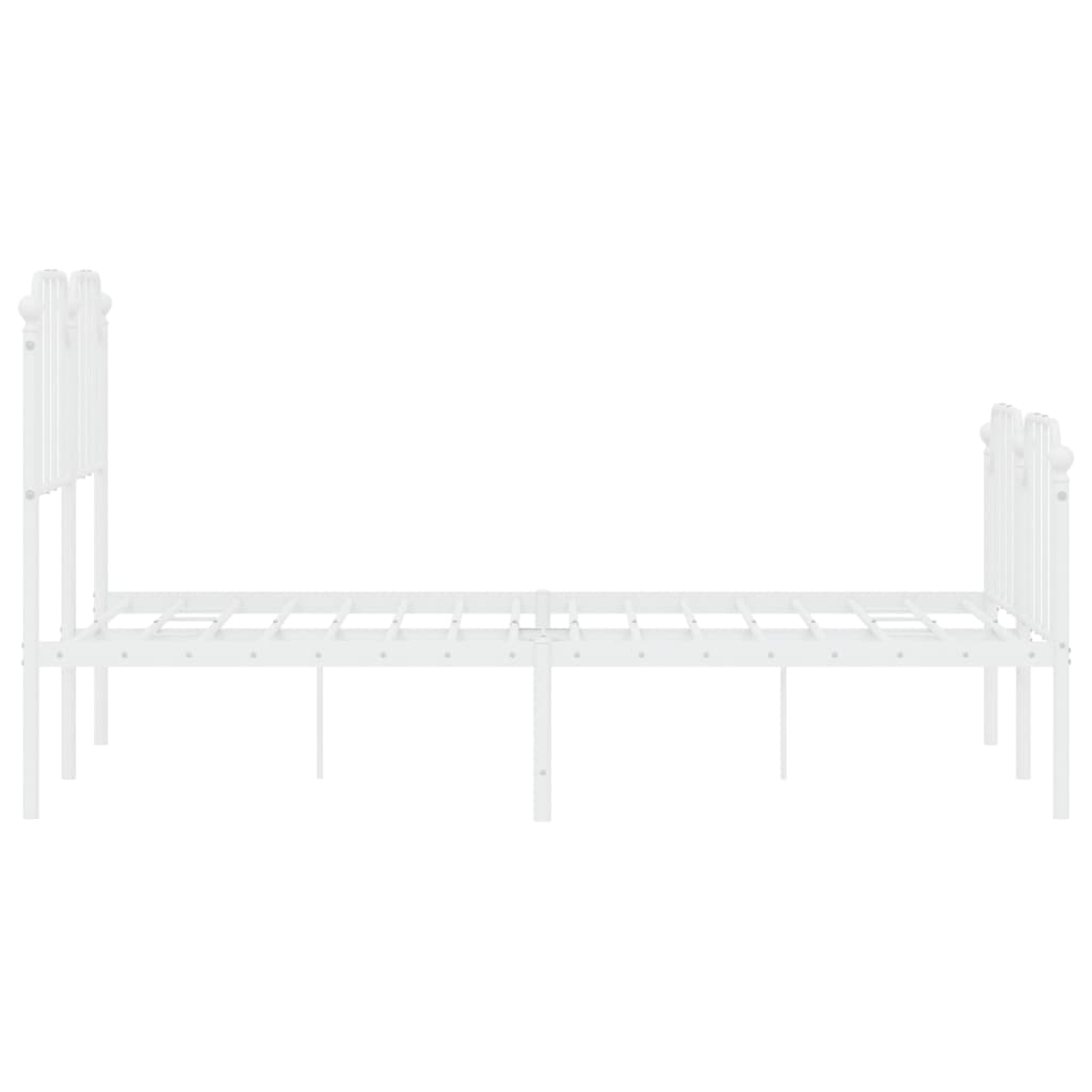 Sengeramme i metall med hode- og fotgavl hvit 120x200 cm