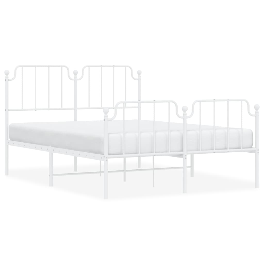 Sengeramme i metall med hode- og fotgavl hvit 135x190 cm