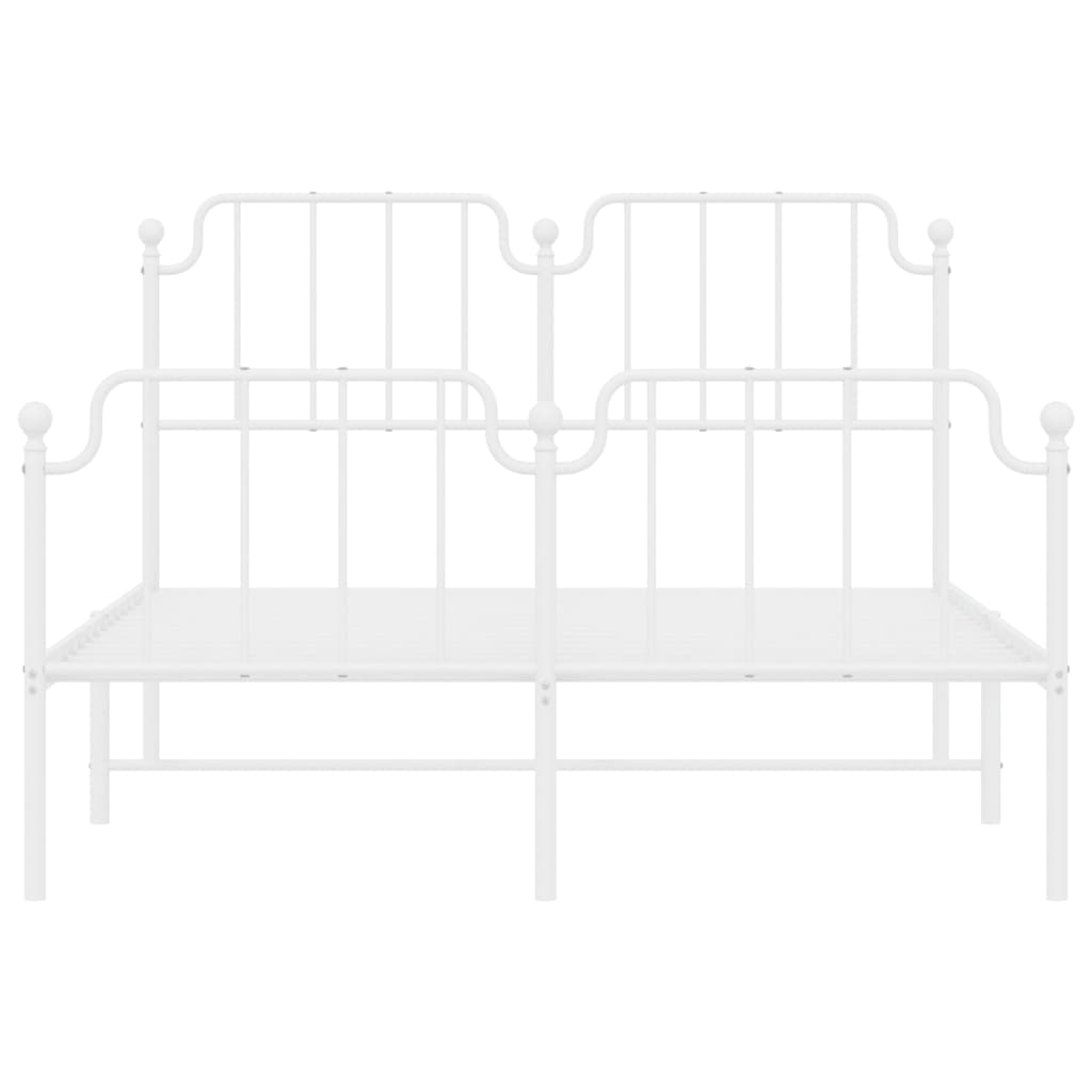Sengeramme i metall med hode- og fotgavl hvit 135x190 cm