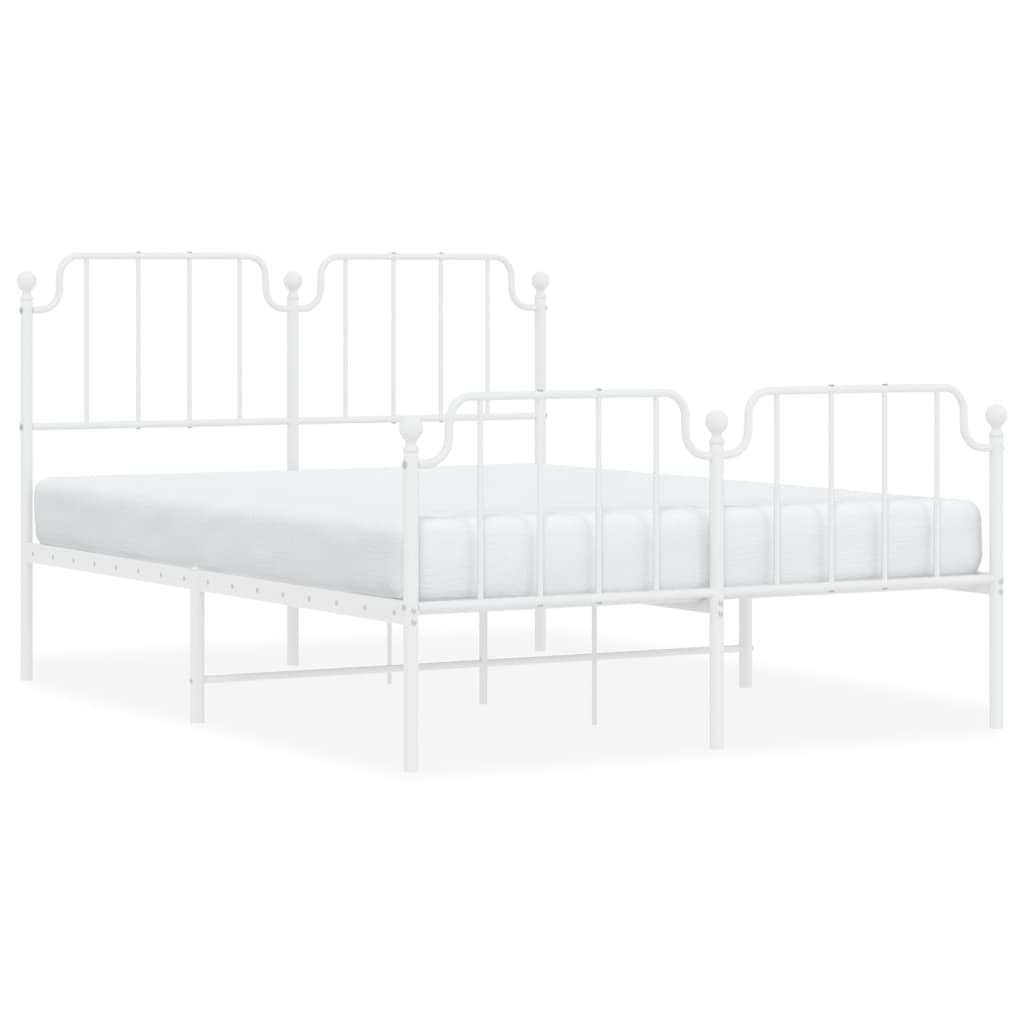 Sengeramme i metall med hode- og fotgavl hvit 140x190 cm