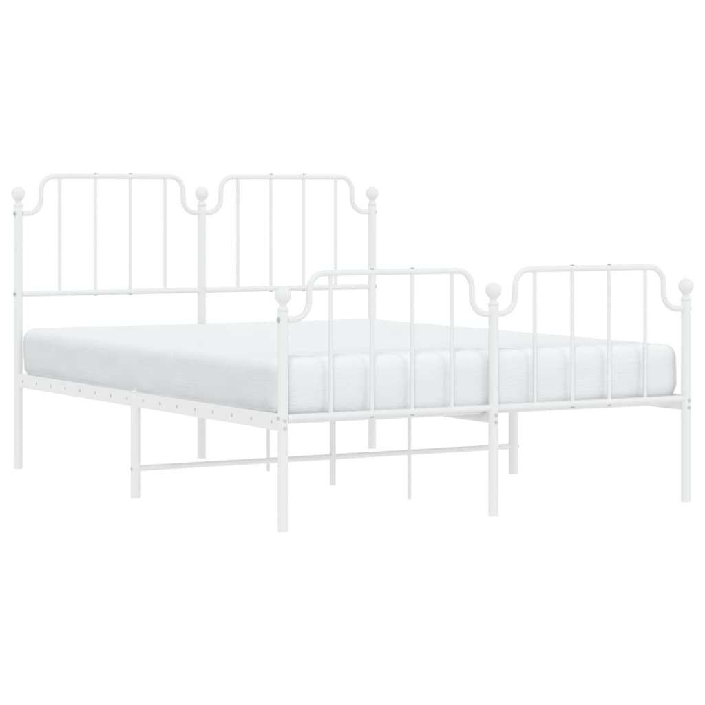 Sengeramme i metall med hode- og fotgavl hvit 140x190 cm