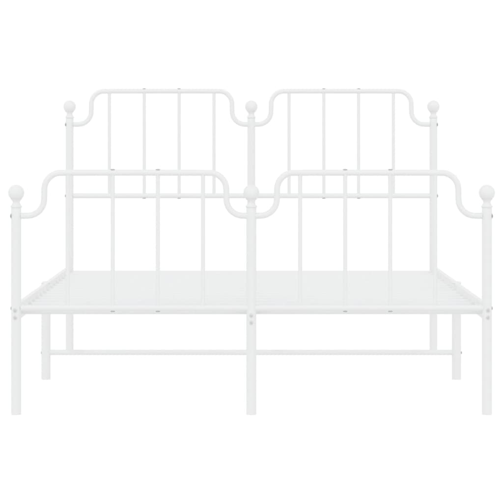 Sengeramme i metall med hode- og fotgavl hvit 140x190 cm