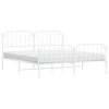 Sengeramme i metall med hode- og fotgavl hvit 183x213 cm