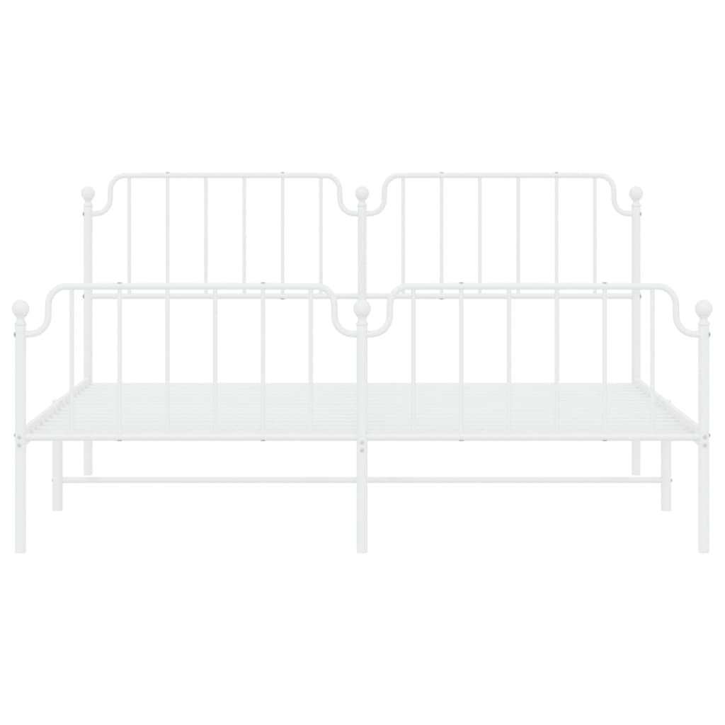 Sengeramme i metall med hode- og fotgavl hvit 183x213 cm