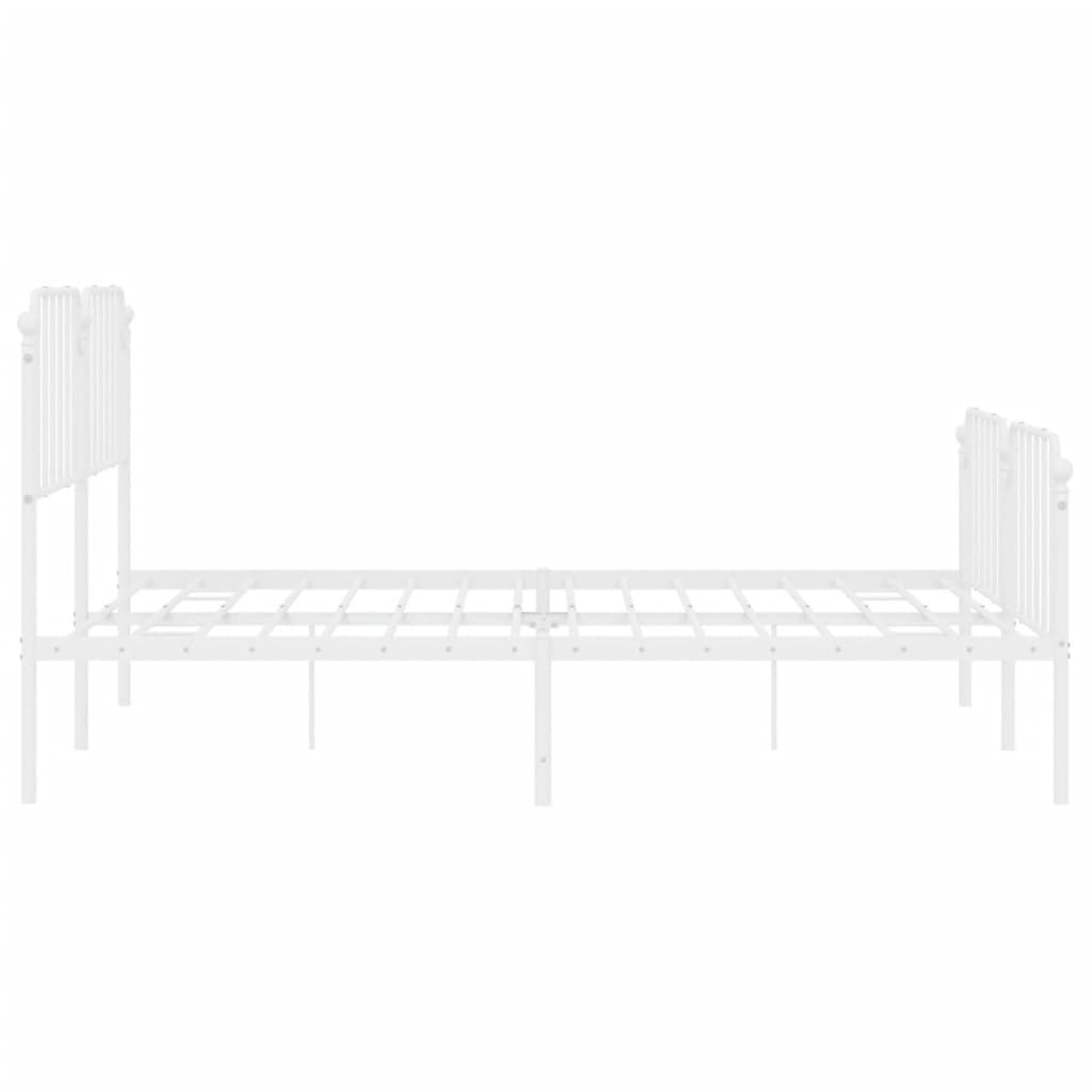 Sengeramme i metall med hode- og fotgavl hvit 183x213 cm
