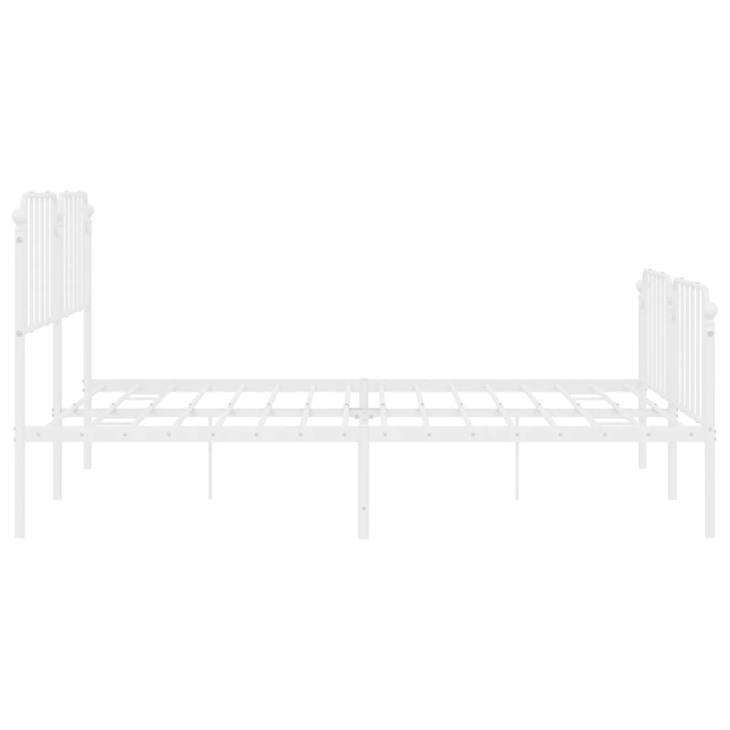 Sengeramme i metall med hode- og fotgavl hvit 200x200 cm