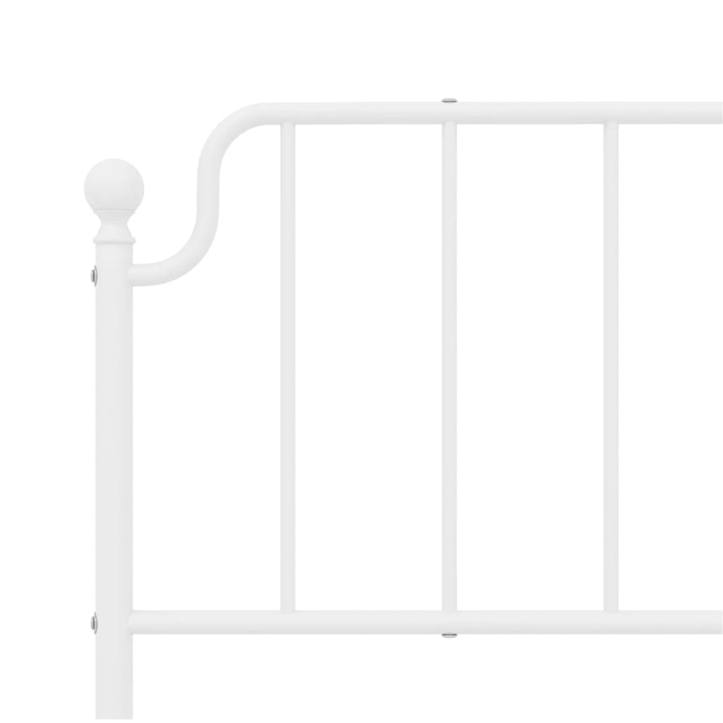 Sengeramme i metall med hode- og fotgavl hvit 200x200 cm