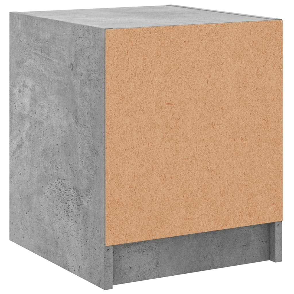 Nattbord med glassdører 2 stk betonggrå 35x37x42 cm