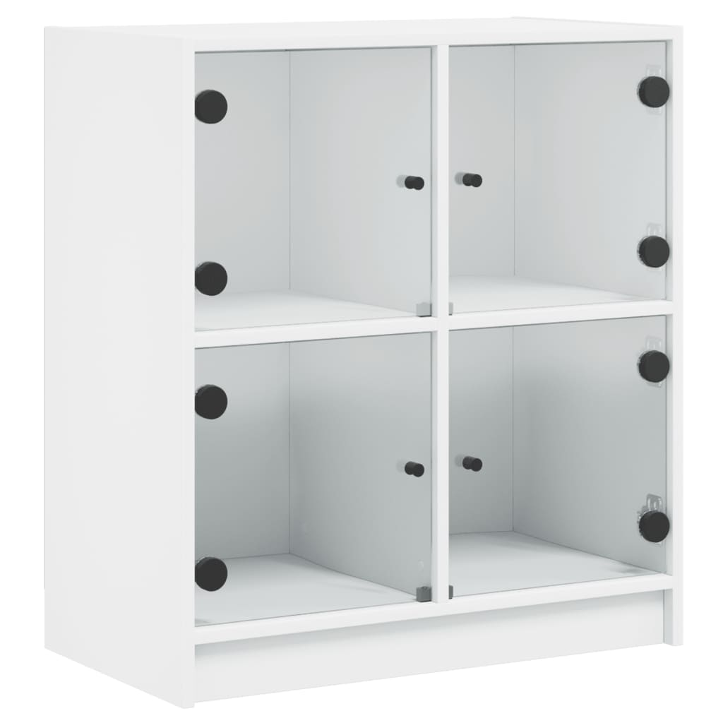 Sideskap med glassdører hvit 68x37x75,5 cm