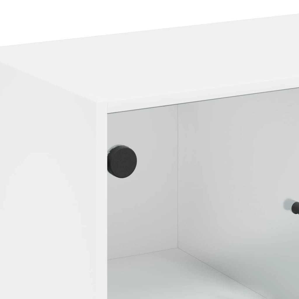 Sideskap med glassdører hvit 68x37x75,5 cm