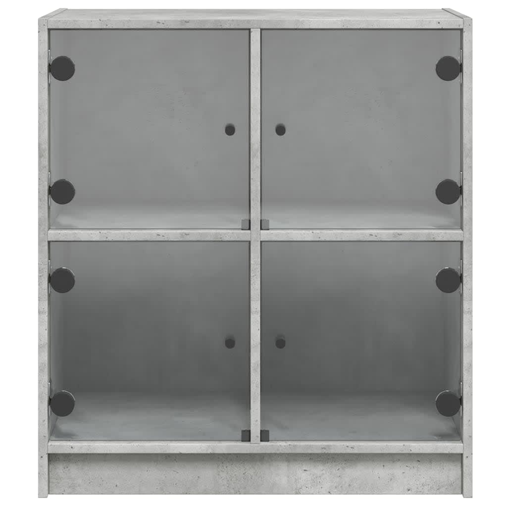 Sideskap med glassdører betonggrå 68x37x75,5 cm