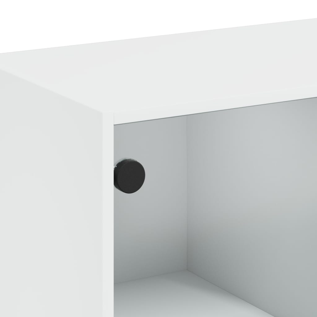 Salongbord med glassdører hvit 102x50x42 cm
