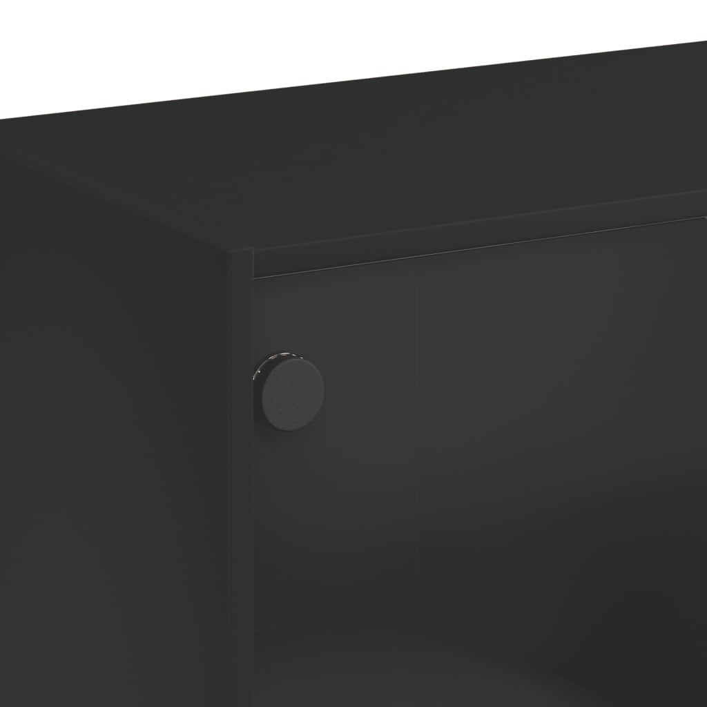 Salongbord med glassdører svart 102x50x42 cm