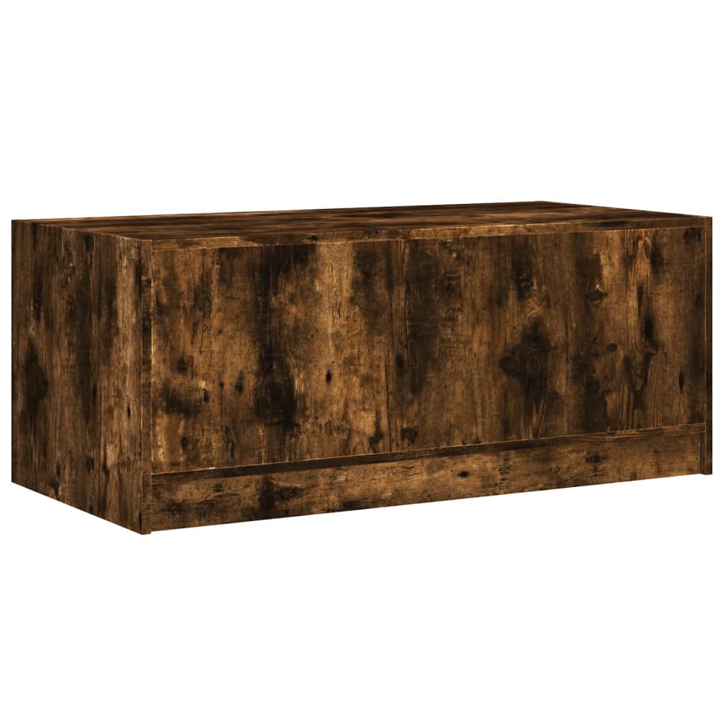 Salongbord med glassdører røkt eik 102x50x42 cm
