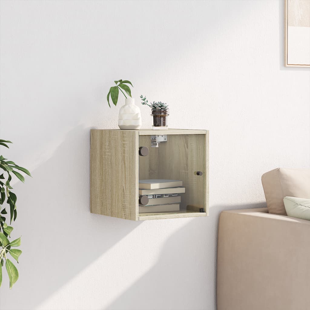 Nattskap med glassdører sonoma eik 35x37x35 cm