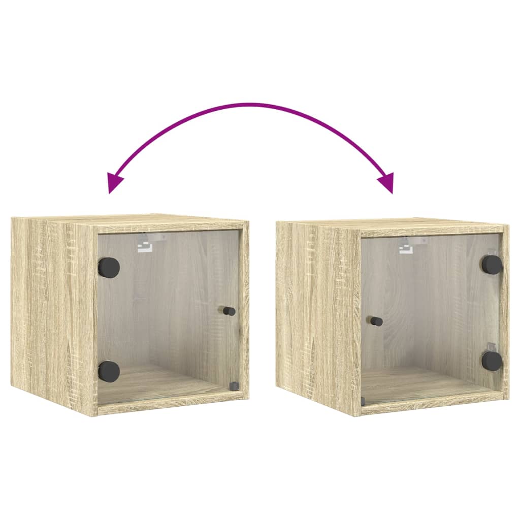 Nattskap med glassdører sonoma eik 35x37x35 cm