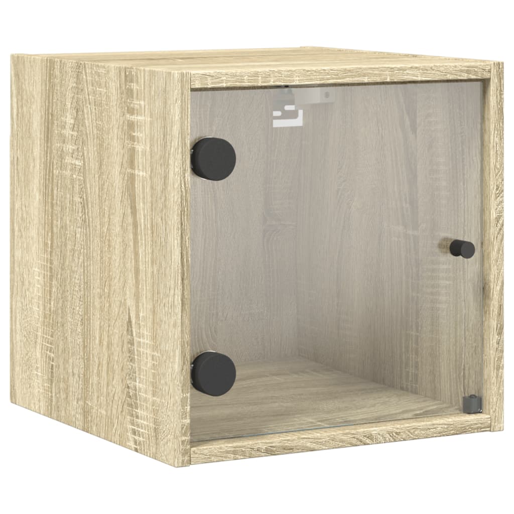 Nattbord med glassdører 2 stk sonoma eik 35x37x35 cm