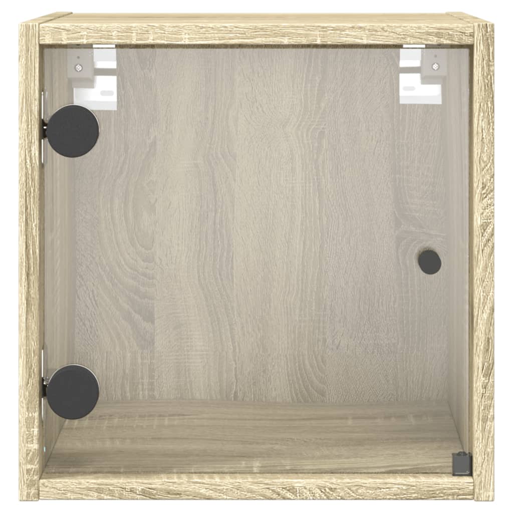 Nattbord med glassdører 2 stk sonoma eik 35x37x35 cm