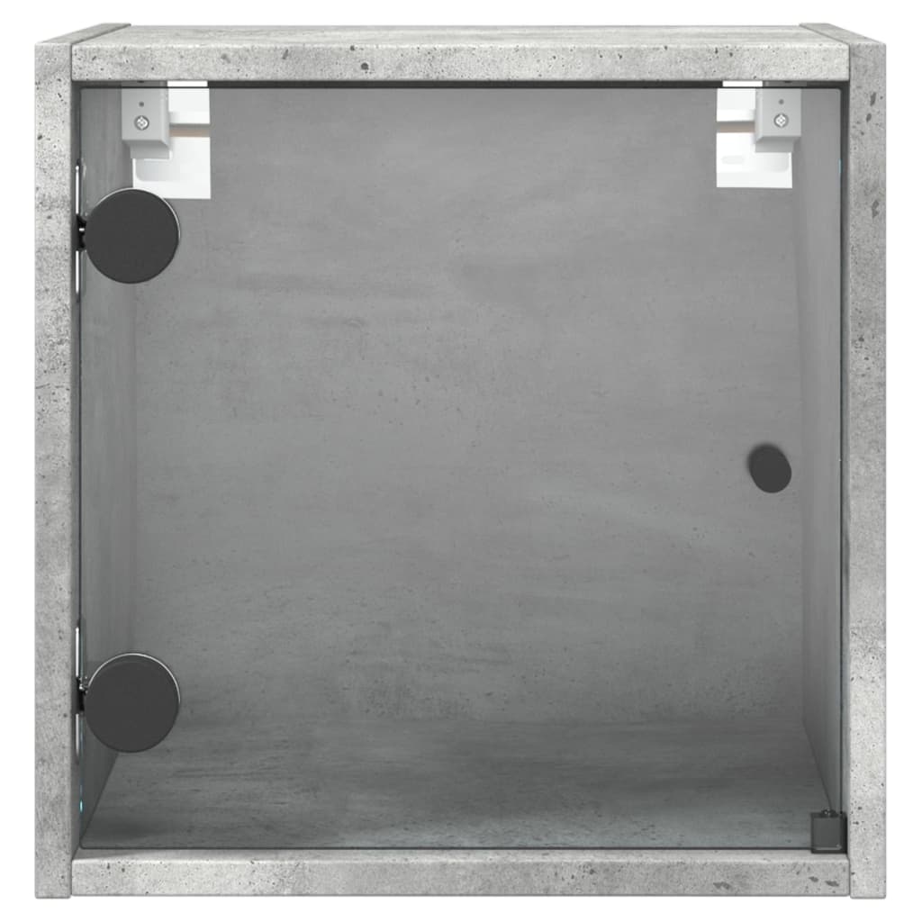 Nattbord med glassdører betonggrå 35x37x35 cm