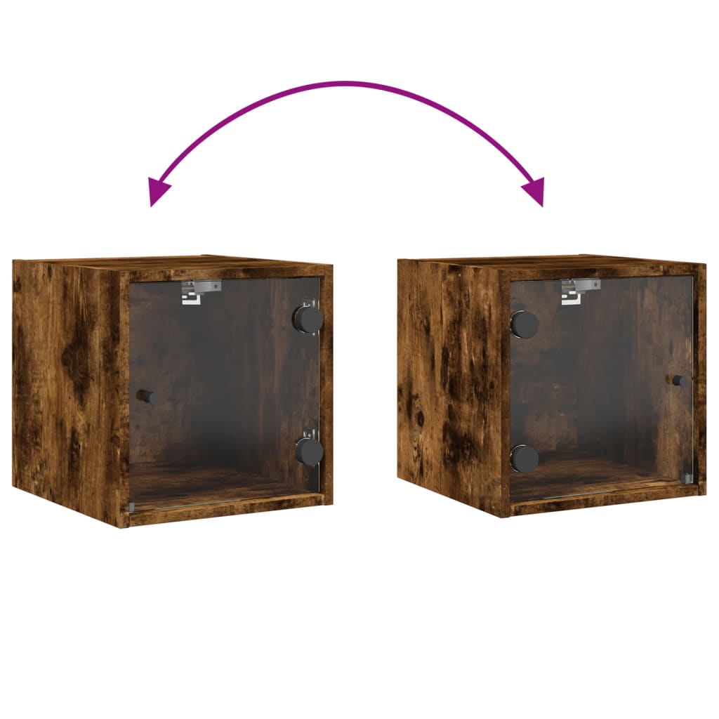 Nattskap med glassdører røkt eik 35x37x35 cm