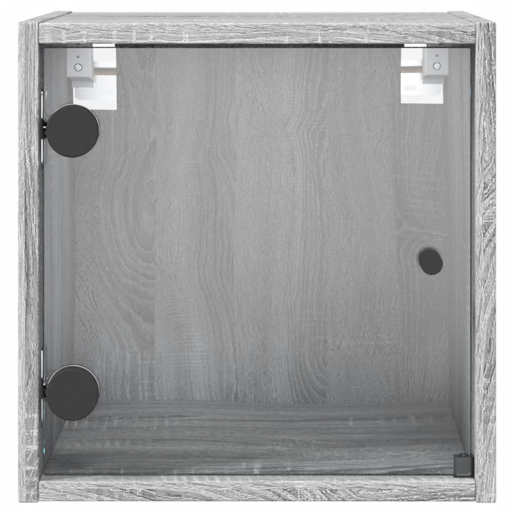 Nattbord med glassdører 2 stk grå sonoma 35x37x35 cm