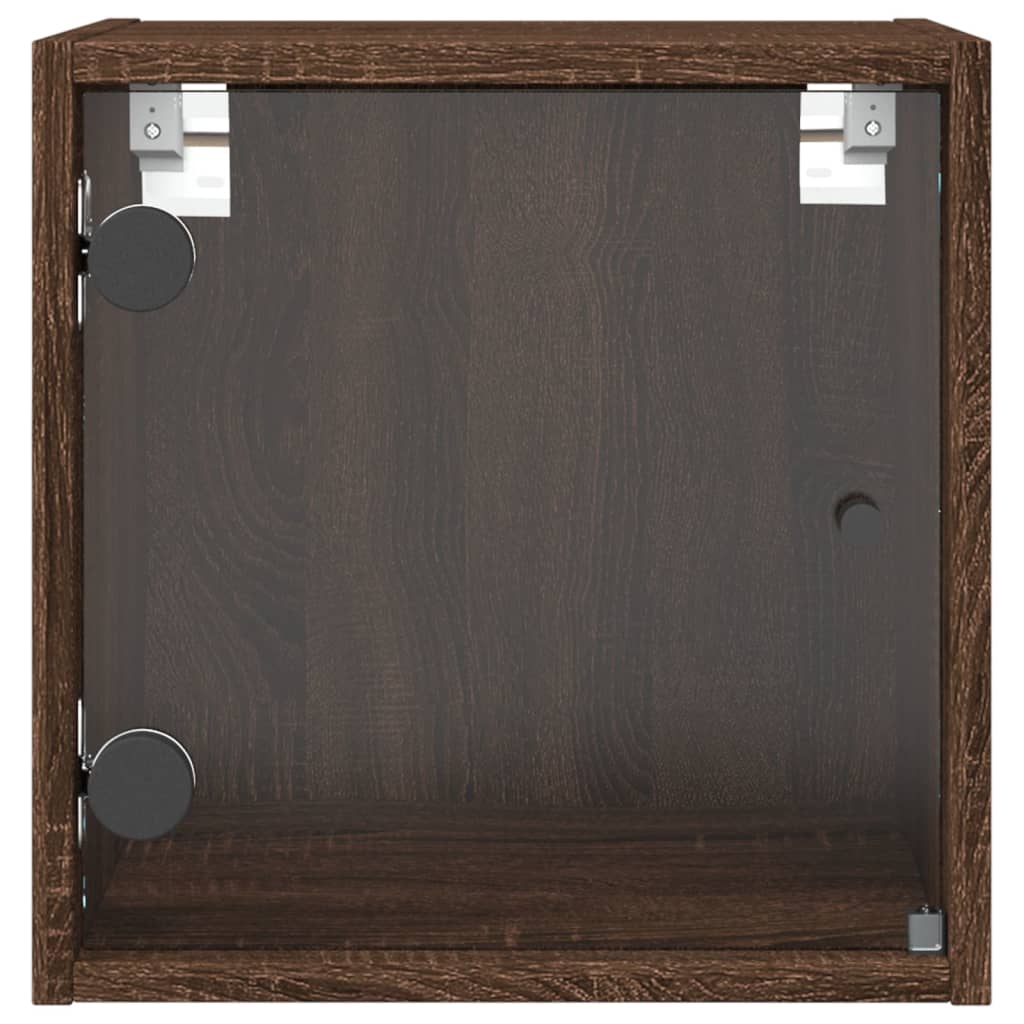 Nattskap med glassdører brun eik 35x37x35 cm