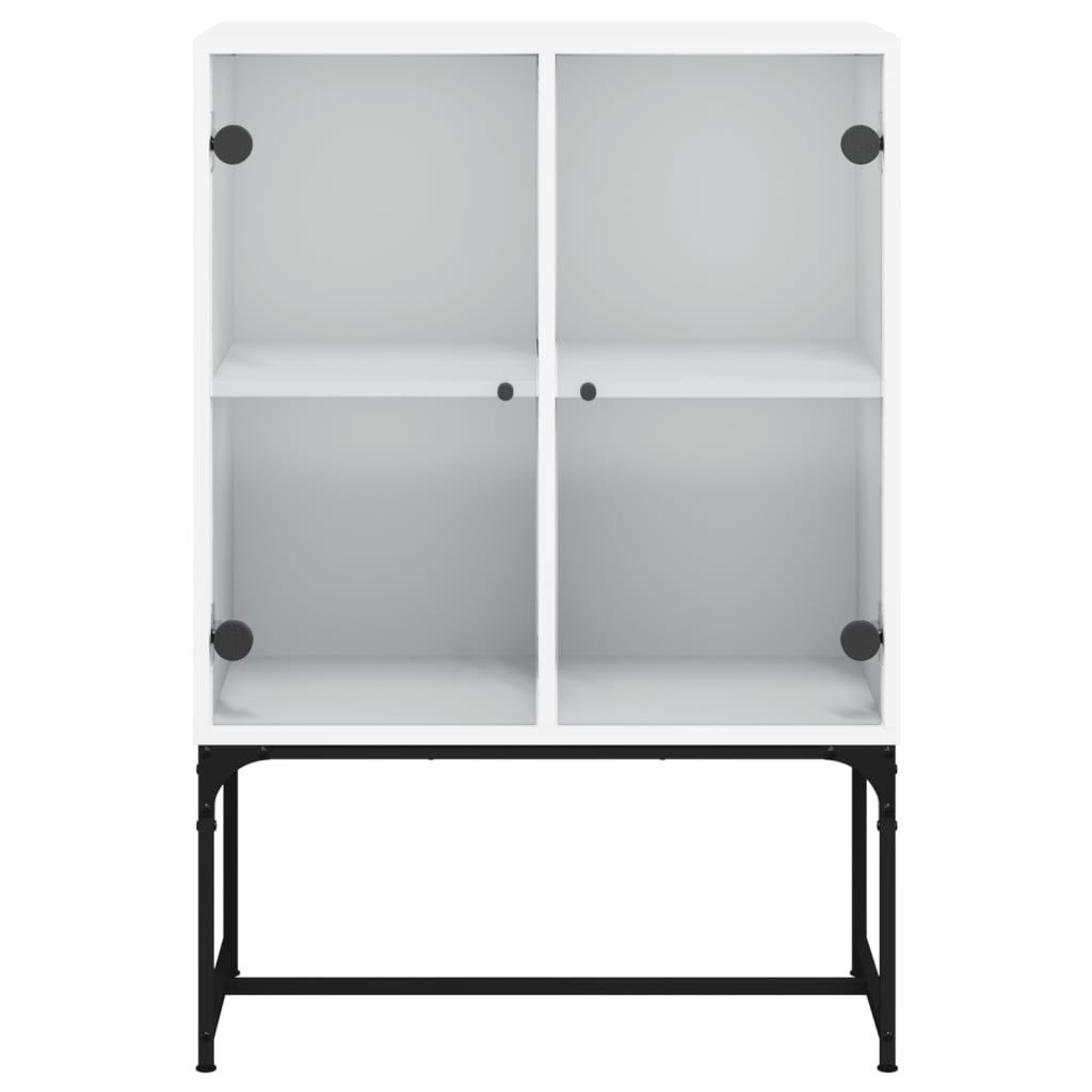 Sideskap med glassdører hvit 69x37x100 cm