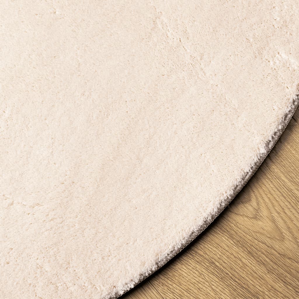 Teppe HUARTE kort luv mykt og vaskbart beige Ø 120 cm