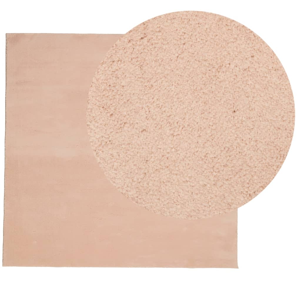 Teppe HUARTE kort luv mykt og vaskbart blush 160x160 cm