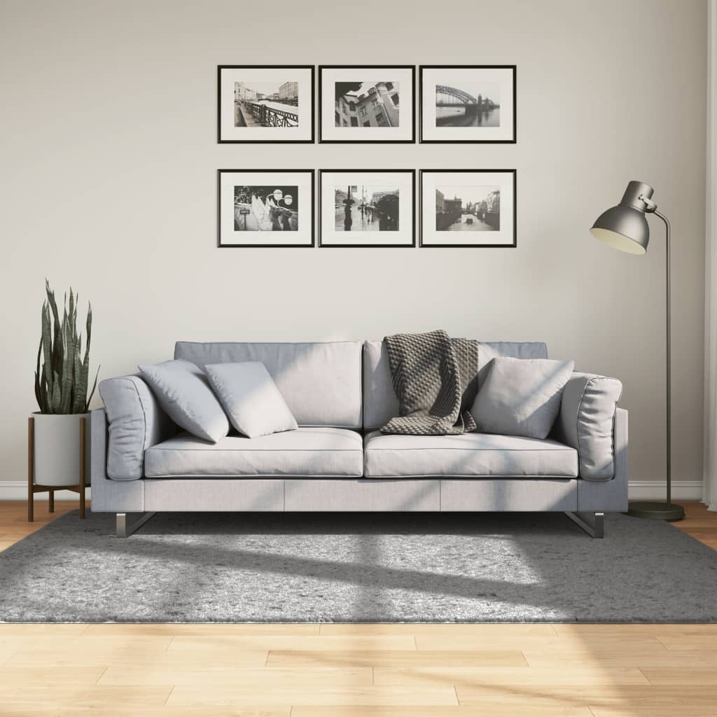 Tykt teppe PAMPLONA høy luv moderne grå 140x200 cm
