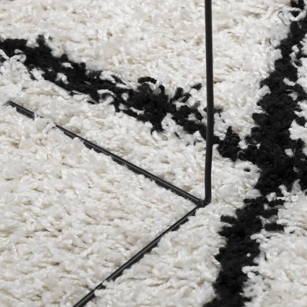 Tykt teppe PAMPLONA høy luv moderne krem og svart Ø280 cm