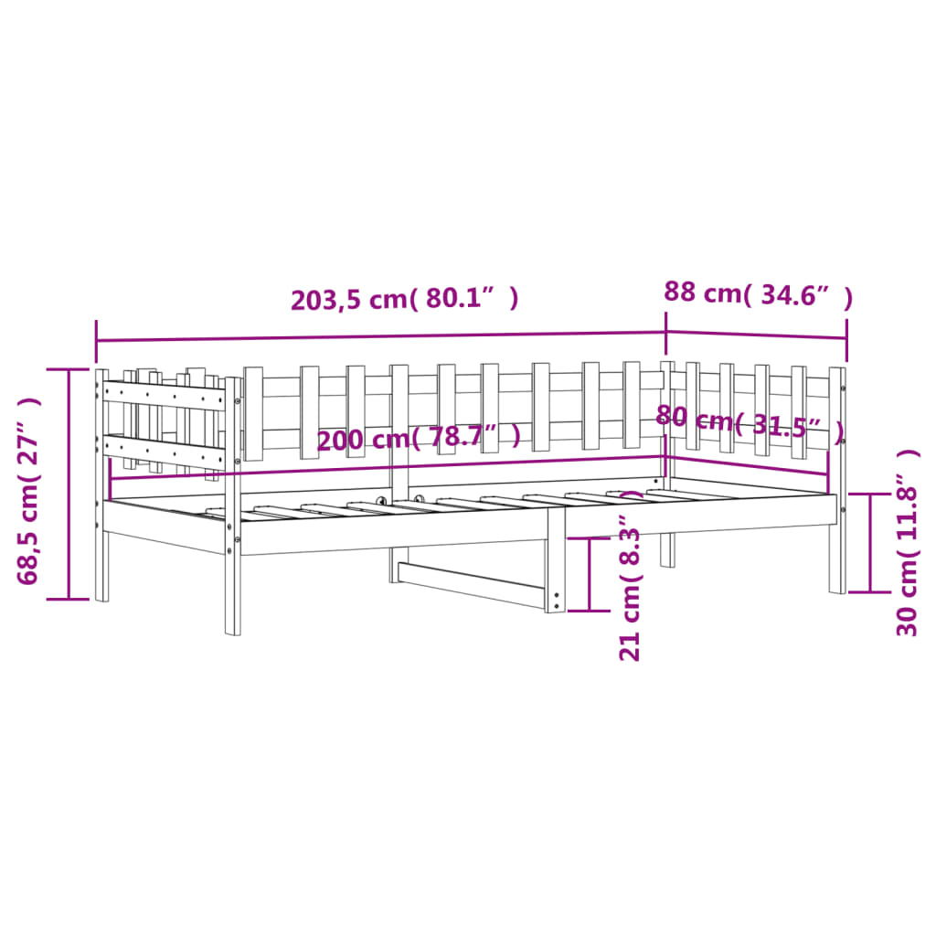 Dagseng uten madrass 80x200 cm heltre furu