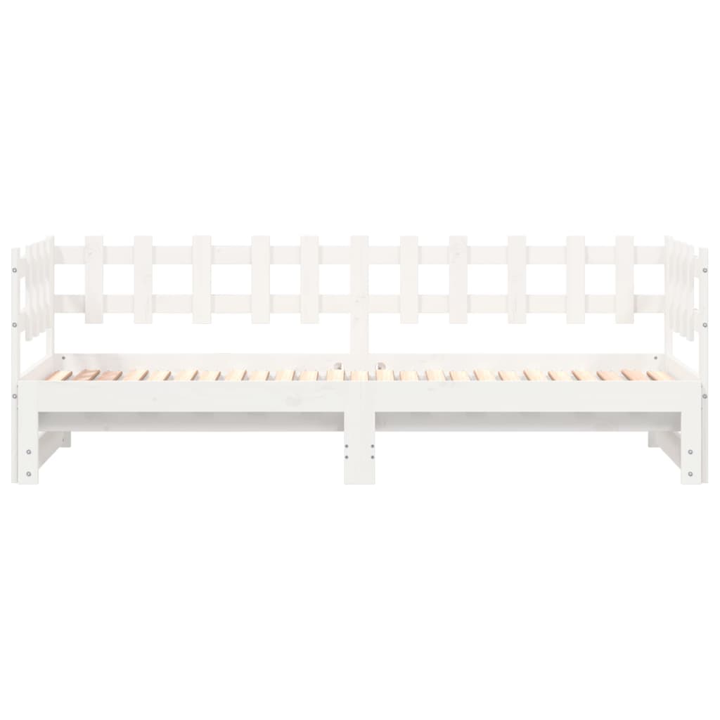 Uttrekkbar dagseng hvit 2x(90x190) cm heltre furu