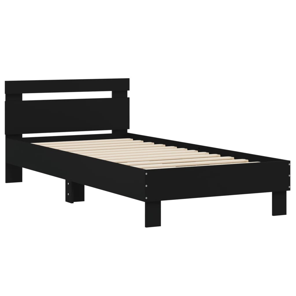 Sengeramme med hodegavl svart 90x190 cm konstruert tre