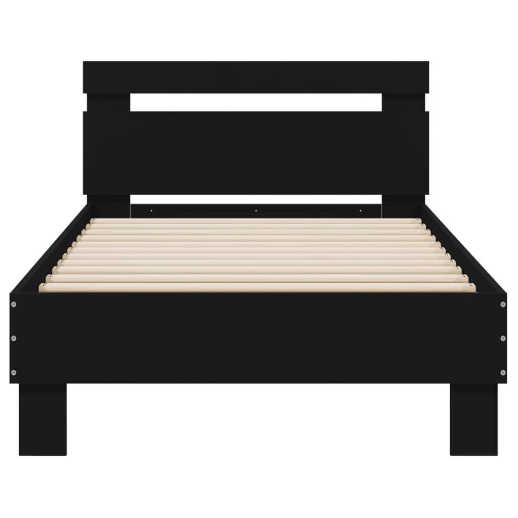 Sengeramme med hodegavl svart 90x190 cm konstruert tre