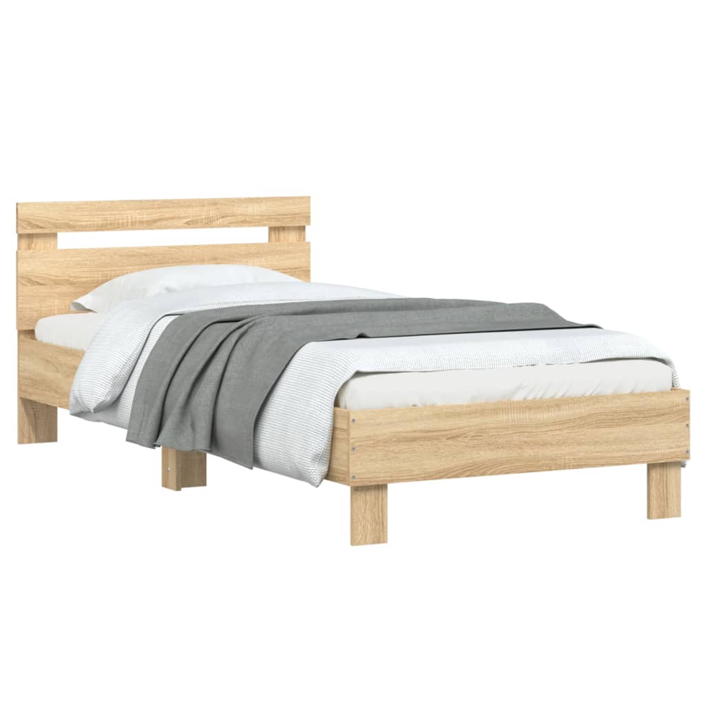 Sengeramme uten madrass med hodegavl sonoma eik 90x190 cm