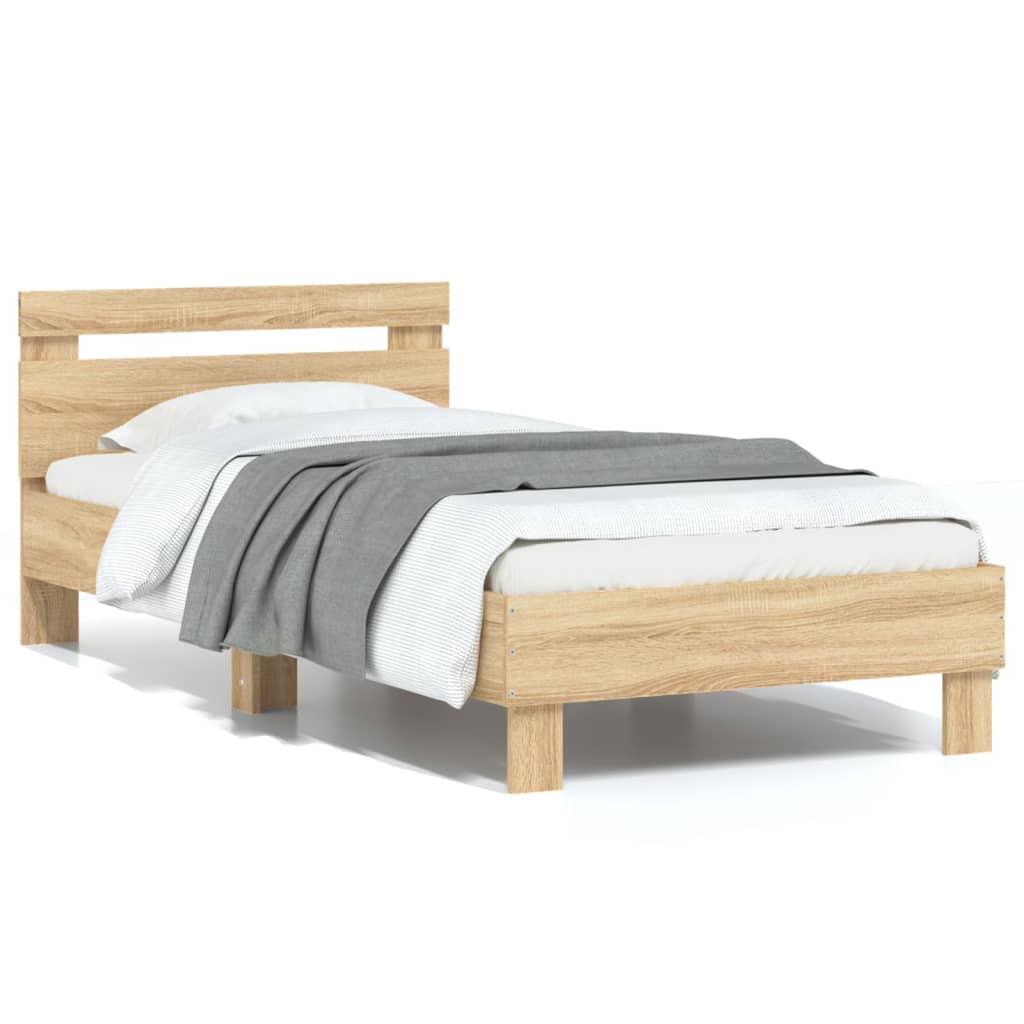 Sengeramme uten madrass med hodegavl sonoma eik 90x190 cm