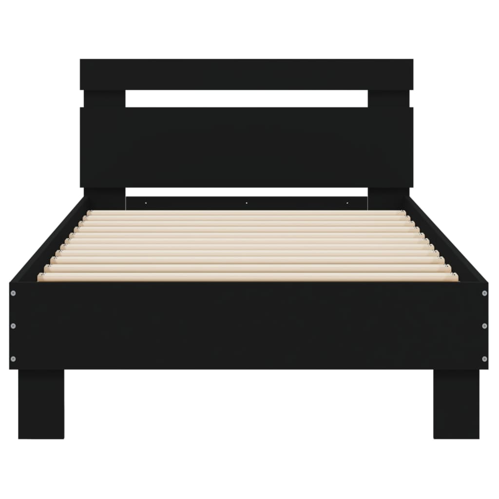 Sengeramme med hodegavl svart 75x190 cm konstruert tre