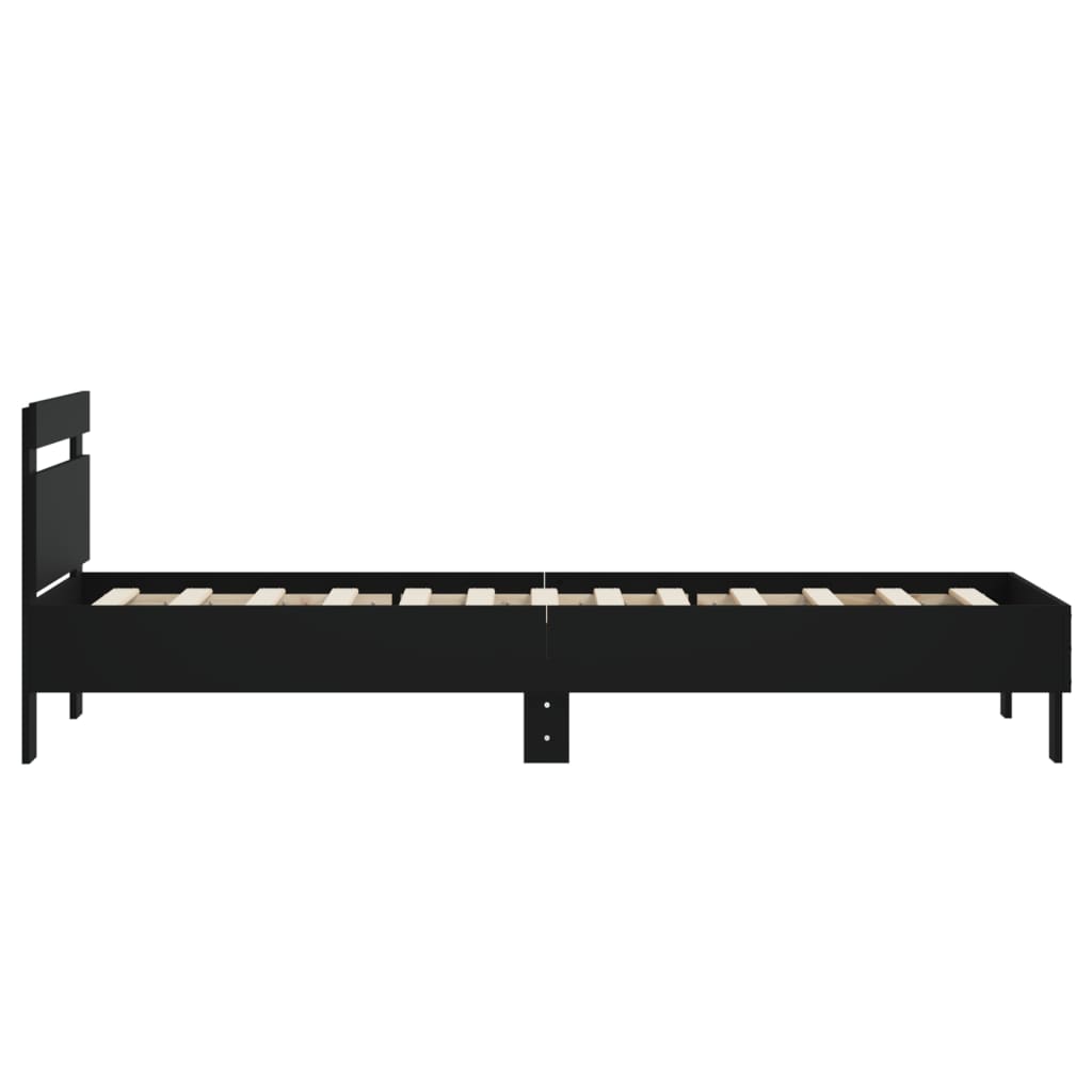 Sengeramme med hodegavl svart 75x190 cm konstruert tre