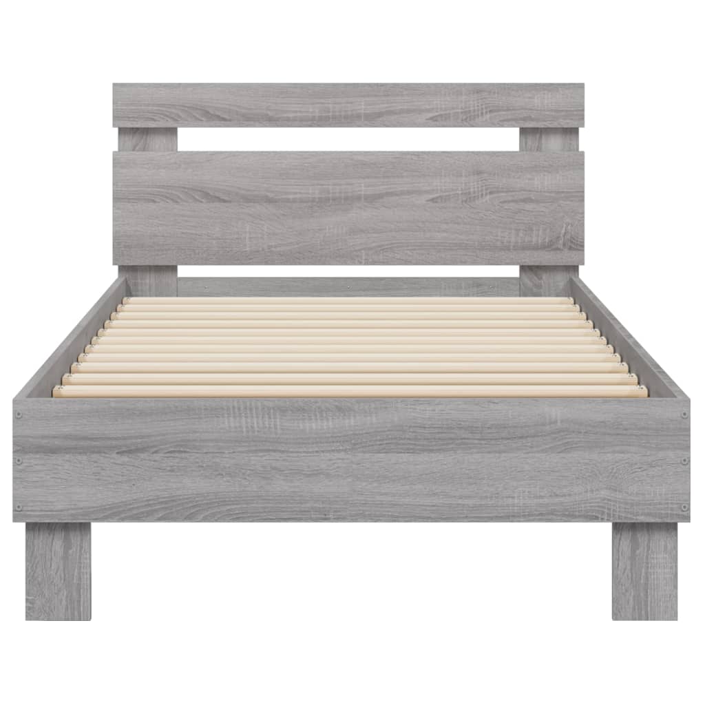 Sengeramme med hodegavl grå sonoma 75x190 cm konstruert tre