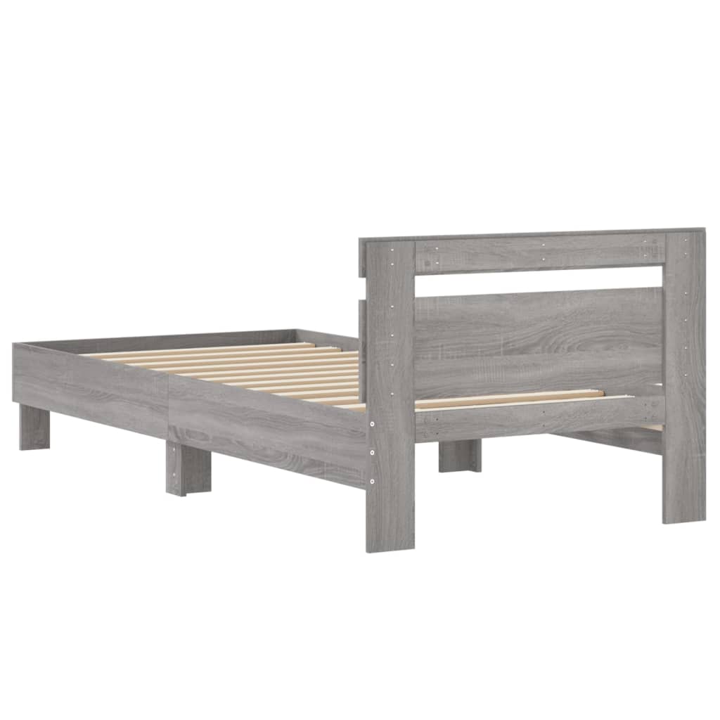 Sengeramme med hodegavl grå sonoma 75x190 cm konstruert tre