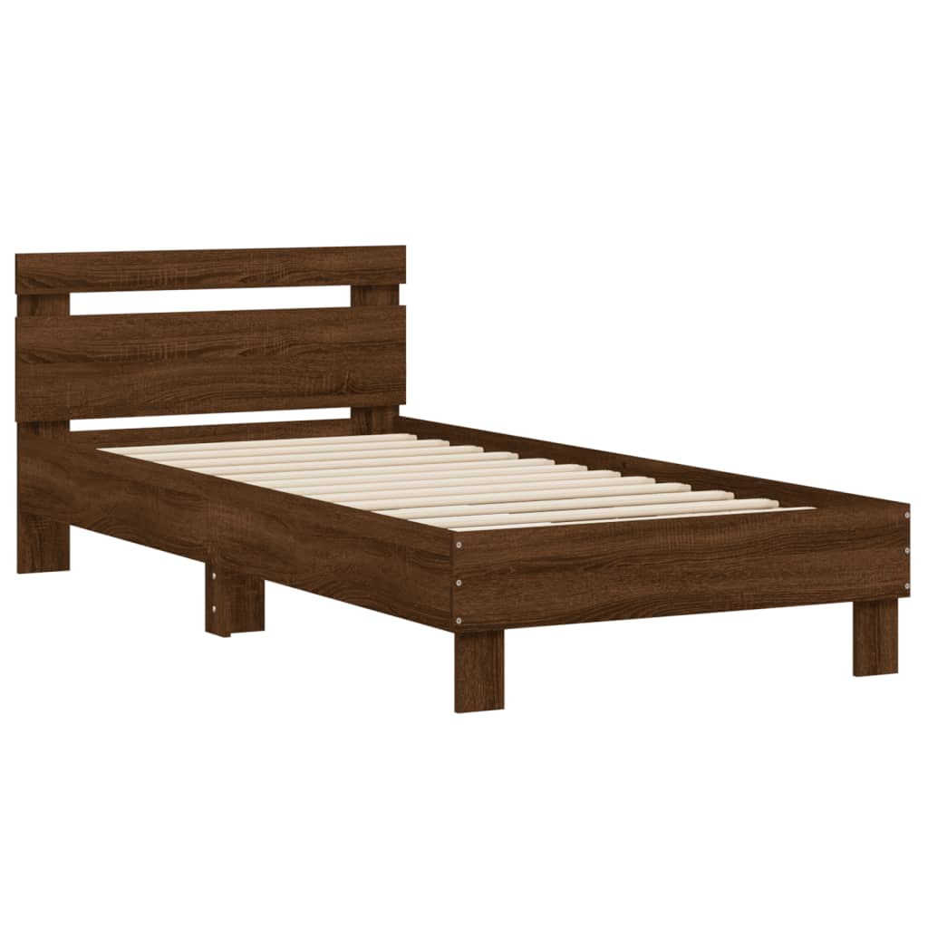 Sengeramme uten madrass med hodegavl brun eik 75x190 cm