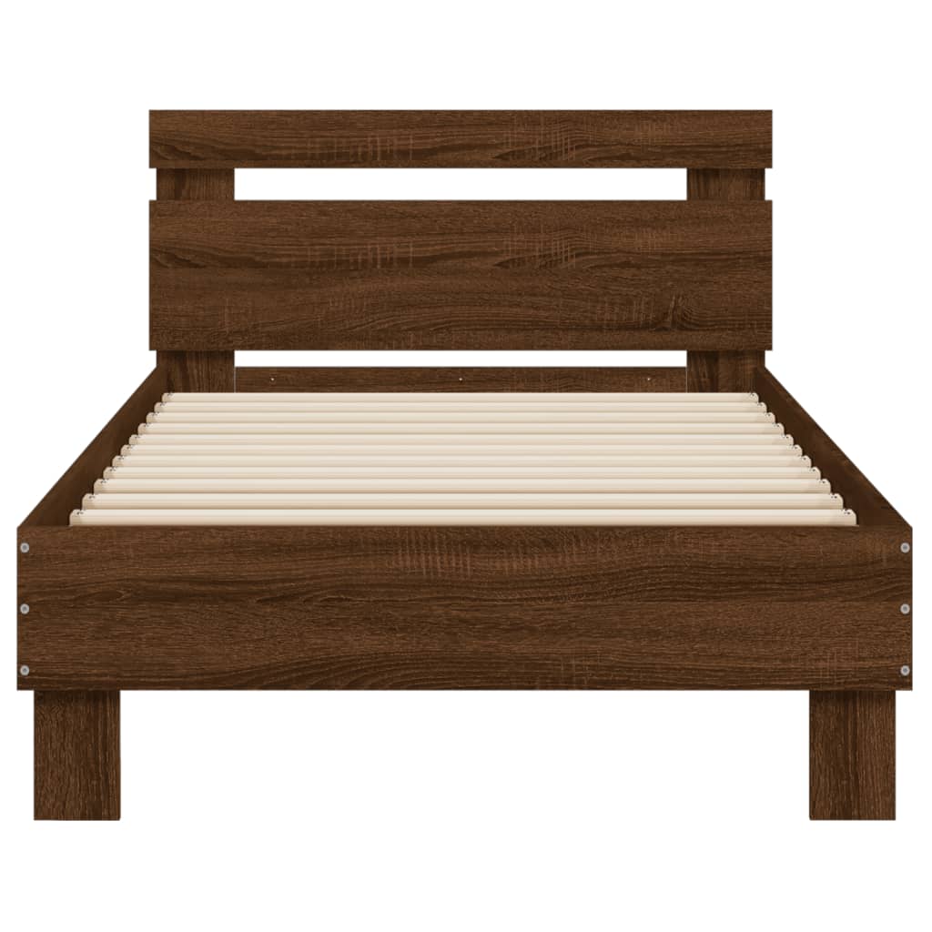 Sengeramme uten madrass med hodegavl brun eik 75x190 cm